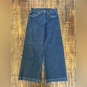 SPANX Women's Wide-Leg High-Rise Jeans in Dark wash Raw Indigo Denim